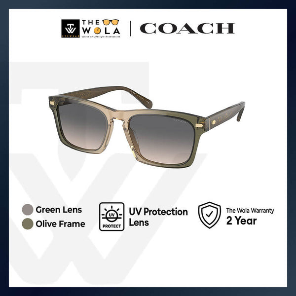 Coach Men's Square Frame Green Acetate Sunglasses - HC8397U