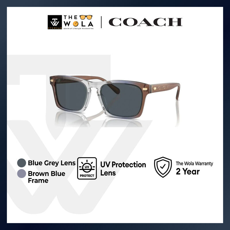 Coach Men's Square Frame Blue Grey Gradient Acetate Sunglasses - HC8397U