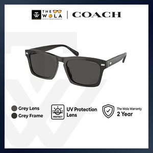 Coach Men's Square Frame Grey Acetate Sunglasses - HC8397U