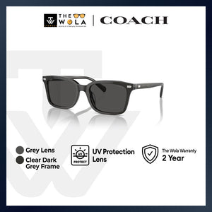 Coach Men's Square Frame Transparent Dark Grey Acetate Sunglasses - HC8398U