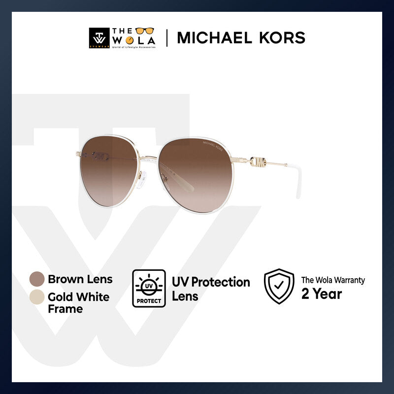 Michael Kors Women's Pilot Frame Light Gold Metal Sunglasses - MK1128J