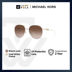 Michael Kors Women's Pilot Frame Light Gold Metal Sunglasses - MK1128J