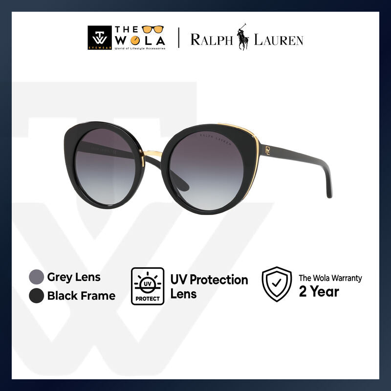 Ralph Lauren Women's Round Frame Black Acetate Sunglasses - RL8165