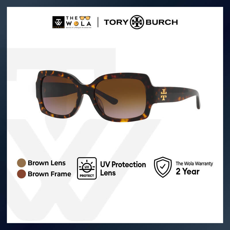 Tory Burch Women's Rectangle Frame Brown Acetate Sunglasses - TY7135UM