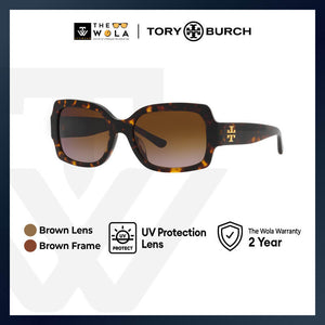 Tory Burch Women's Rectangle Frame Brown Acetate Sunglasses - TY7135UM