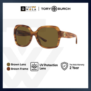 Tory Burch Women's Square Frame Brown Acetate Sunglasses - TY7140UM