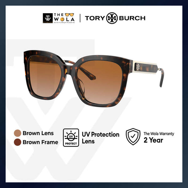 Tory Burch Women's Square Frame Brown Acetate Sunglasses - TY7161U