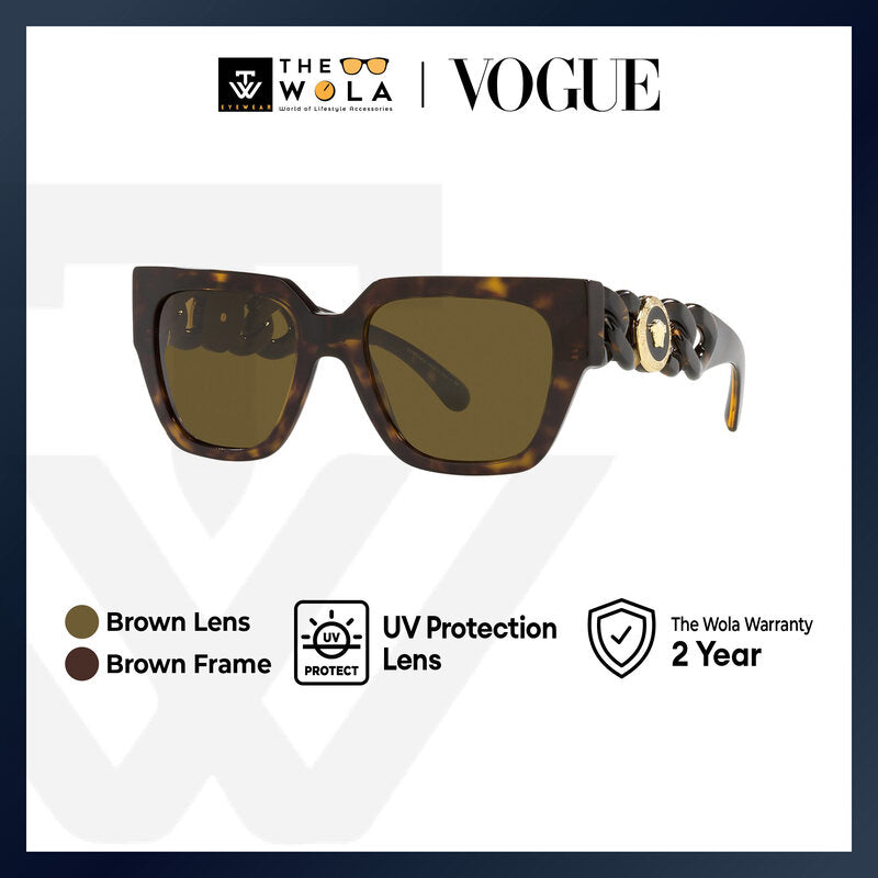 Versace Women's Square Frame Brown Acetate Sunglasses - VE4409F