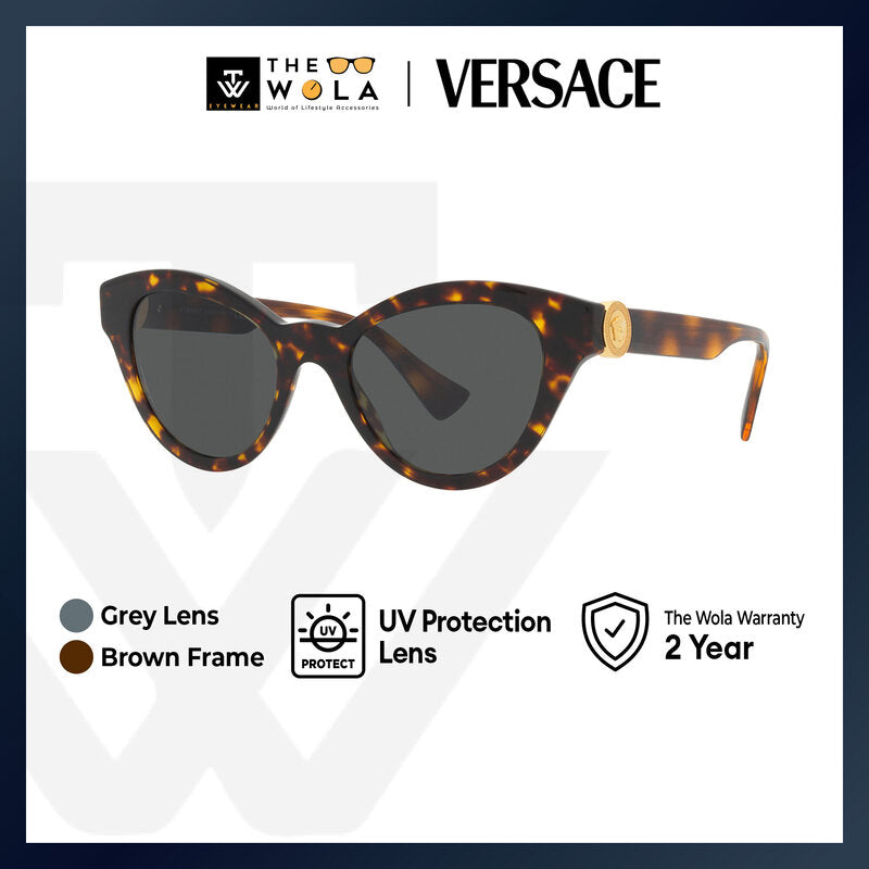 Versace Women's Butterfly Frame Havana Acetate Sunglasses - VE4435F