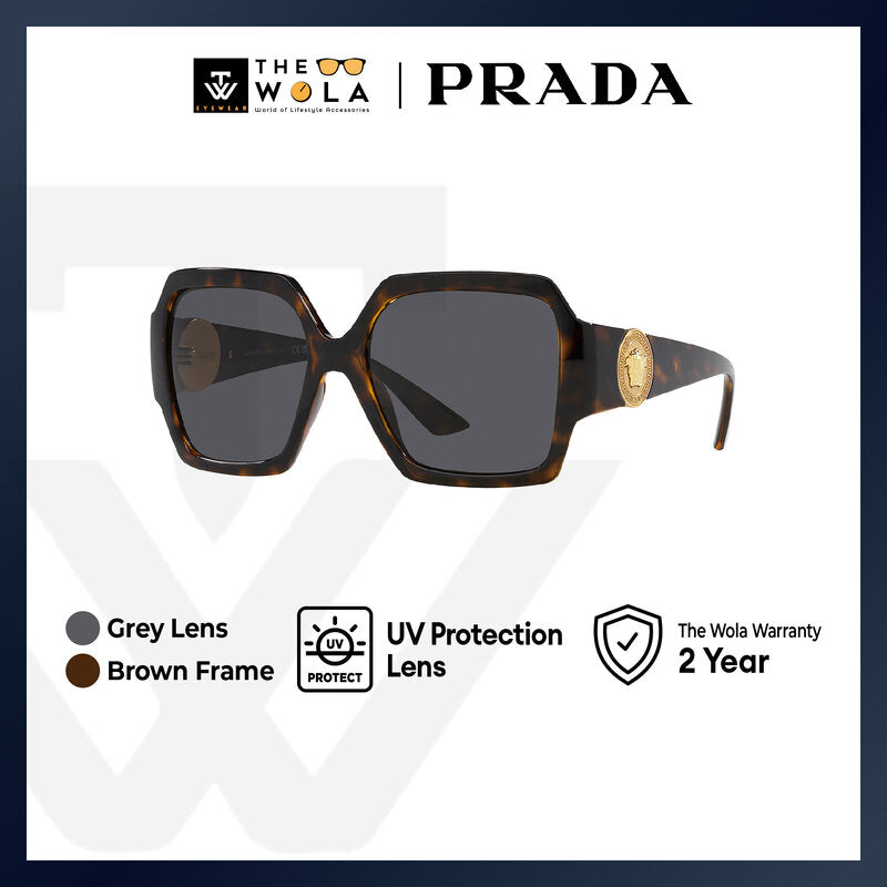 Versace Women's Square Frame Brown Injected Sunglasses - VE4453