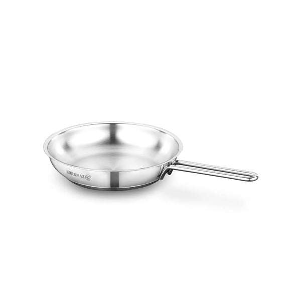 Korkmaz Tombik Stainless Steel Frying Pan - 20x4.5cm, Made in Turkey, Induction Compatible