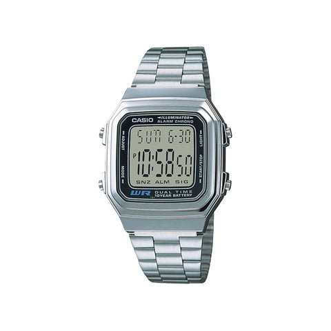 Casio Vintage A178WA-1A Men's Digital Watch with Stainless Steel Band