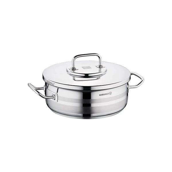 Korkmaz Astra2 Stainless Steel Cooking Pot with Lid - 28x10cm, Made in Turkey, Induction Compatible