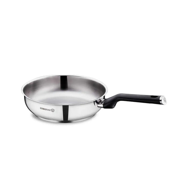 Korkmaz Pera Stainless Steel Frying Pan - 24x6.5cm, Made in Turkey, Induction Compatible