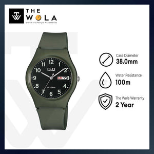 Q&Q Watch By Citizen A212J008Y Men Analog Watch with Green Rubber Strap