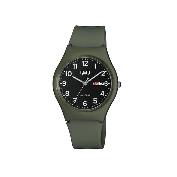 Q&Q Watch By Citizen A212J008Y Men Analog Watch with Green Rubber Strap