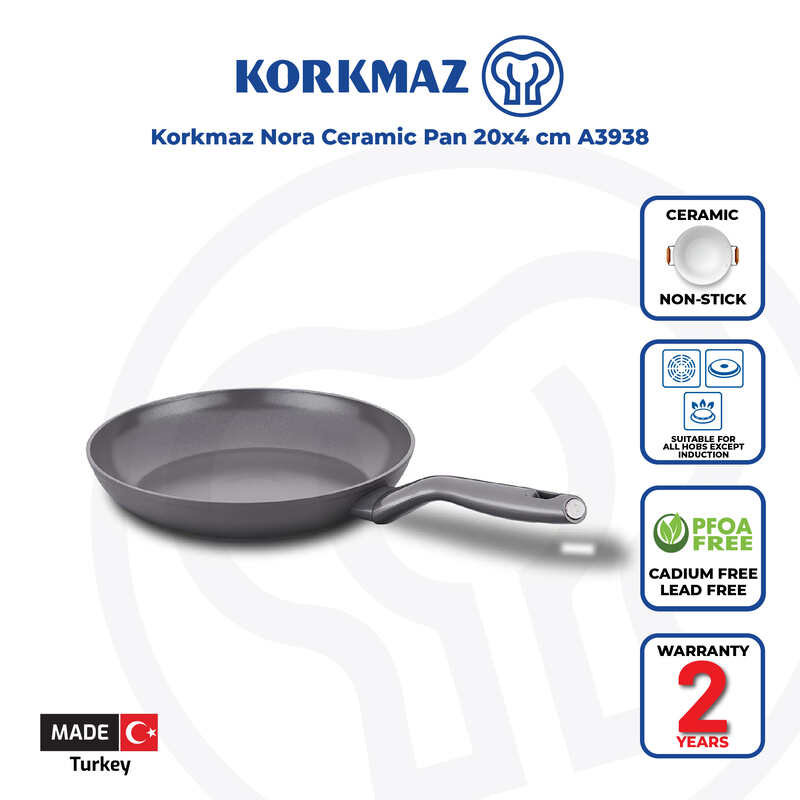 Korkmaz Nora Ceramic Frying Pan  - 20x4cm, PFOA Free, Made in Turkey, Non Induction Compatible