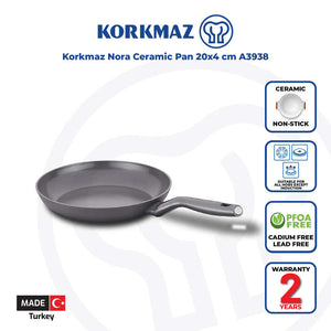 Korkmaz Nora Ceramic Frying Pan  - 20x4cm, PFOA Free, Made in Turkey, Non Induction Compatible