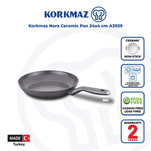 Korkmaz Nora Ceramic Frying Pan  - 24x4cm, PFOA Free, Made in Turkey, Non Induction Compatible