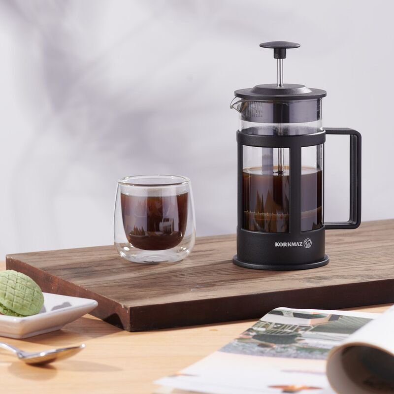 Korkmaz Aroma Stainless Steel Coffee Tea Press - Insulated Coffee Press, 350ml, Made in Turkey