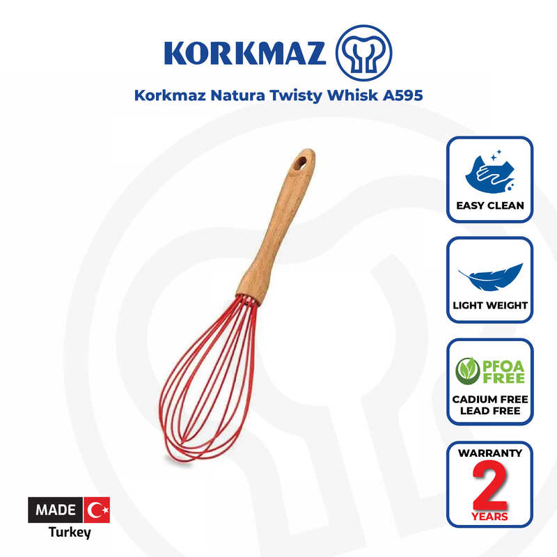 Korkmaz Natura Twisty Whisk / Egg Mixer for Baking, Blending, Mixing - 31cm, Made in Turkey