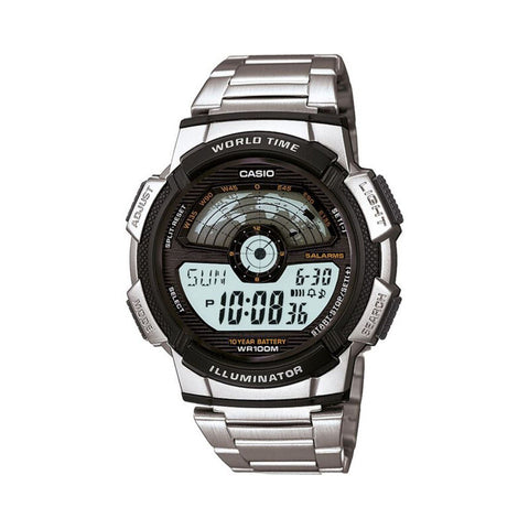 Casio Men Digital Watch AE-1100WD-1A Silver Stainless Steel Strap