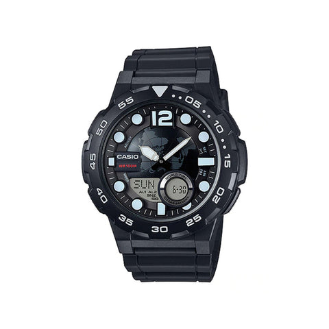 Casio Men Analog-Digital Watch AEQ-100W-1A Black Resin Strap