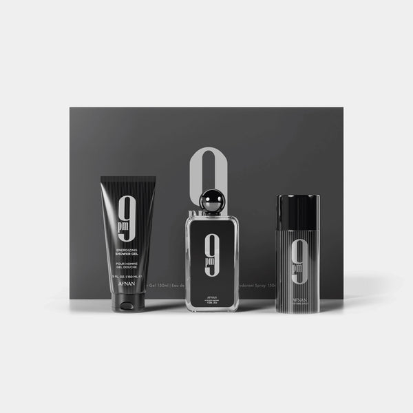 Afnan Gift Set 9PM 100ml EDP + Deo 150ml + Shower Gel 150ml For Men