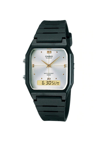 Casio Unisex Analog-Digital Watch AW-48HE-7AV Black Resin Strap