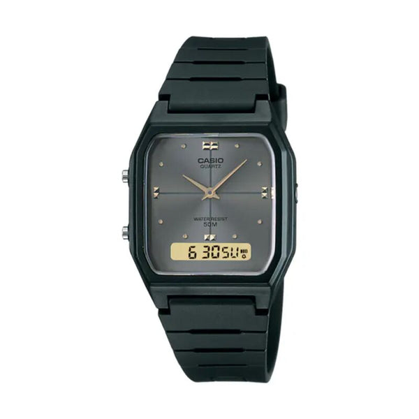 Casio Unisex Analog-Digital Watch AW-48HE-8A Black Resin Strap