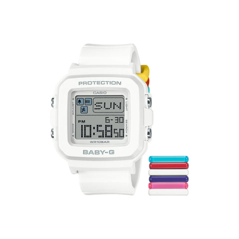 Casio Baby-G+ BGD-10L-7 Women Digital Watch White Resin Strap w. Band Loops