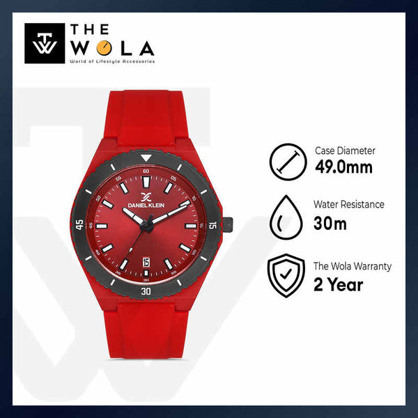 Daniel Klein DKLN Men's Analog Watch DK.1.12979-5 Red Silicone Strap Watch | Watch for Men