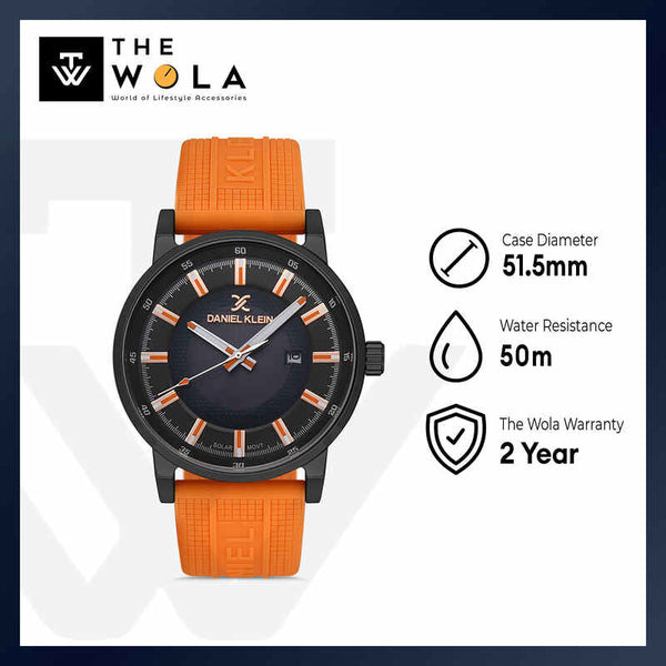 Daniel Klein Solar Men's Analog Watch DK.1.13198-5 Orange Silicone Strap Watch | Watch for Men