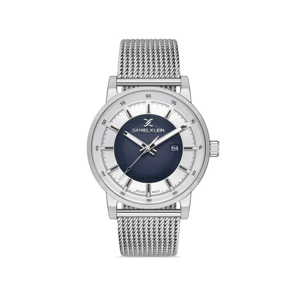 Daniel Klein Solar Men's Analog Watch DK.1.13199-1 Silver Mesh Strap Watch | Watch for Men