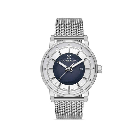 Daniel Klein Solar Men's Analog Watch DK.1.13199-1 Silver Mesh Strap Watch | Watch for Men