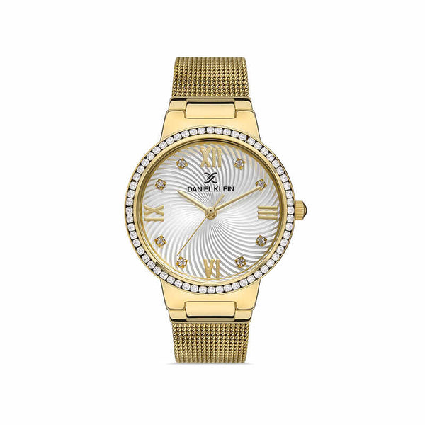 Daniel Klein Premium Women's Analog Watch DK.1.13434-3 Gold Mesh Strap Ladies Watch | Watch for Women