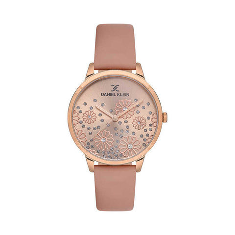 Daniel Klein Premium Women's Analog Watch DK.1.13459-4 with Pink Leather Strap | Watch for Women