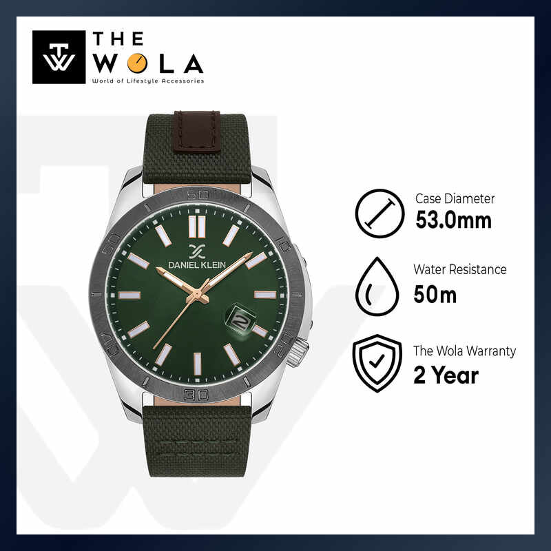 Daniel Klein Premium Men's Analog Watch DK.1.13515-3 Green with Leather Strap | Watch for Men