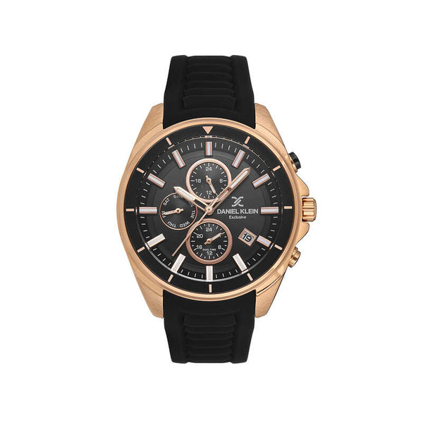 Daniel Klein Exclusive Men's Chronograph Watch DK.1.13551-4 Black with Silicone Strap | Watch for Men