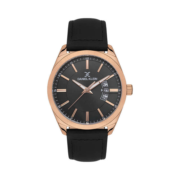 Daniel Klein Premium Men's Analog Watch DK.1.13555-5 Black with Leather Strap | Watch for Men