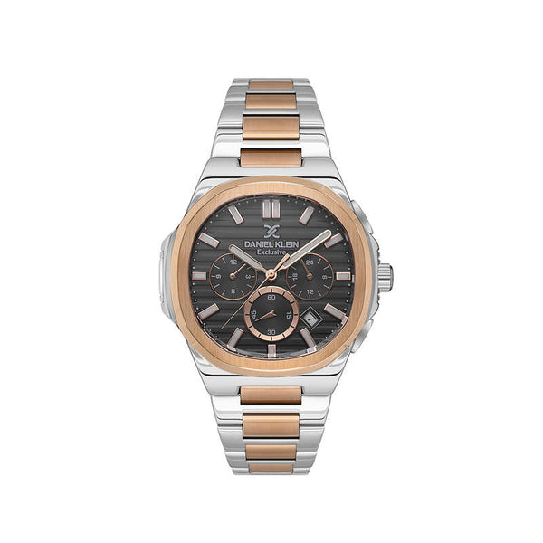 Daniel Klein Exclusive Men Chronograph Watch DK.1.13614-4 Rose Gold Stainless Steel Strap