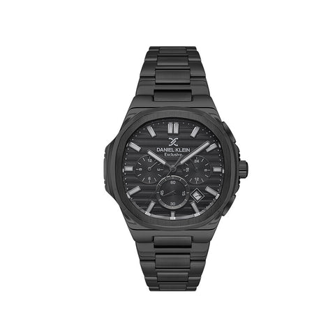 Daniel Klein Exclusive Men Chronograph Watch DK.1.13614-5 Black Stainless Steel Strap