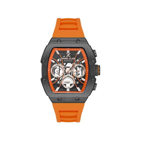 Daniel Klein Exclusive Men's Chronograph Watch Orange Silicone Strap DK.1.13638-3