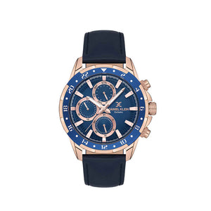 Daniel Klein Exclusive Men Chronograph Watch DK.1.13641-3 Blue Leather Strap