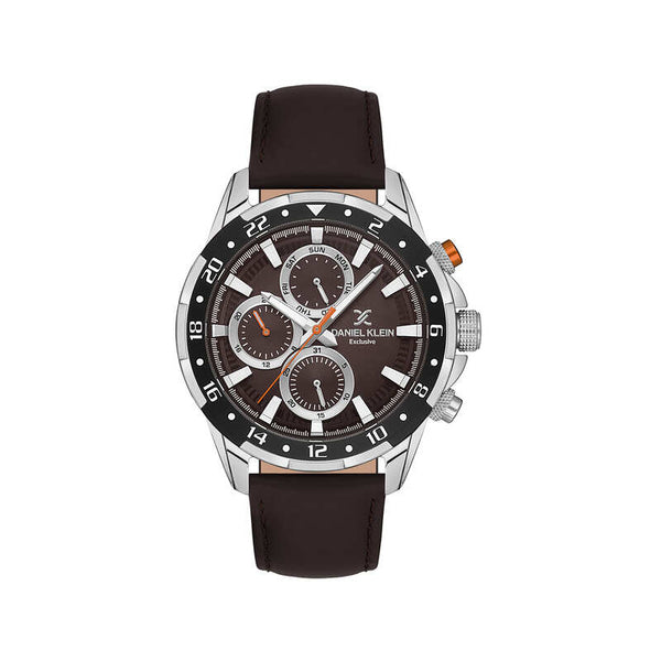 Daniel Klein Exclusive Men Chronograph Watch DK.1.13641-5 Brown Leather Strap