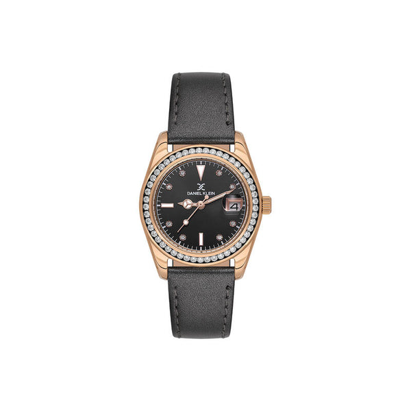 Daniel Klein Premium Women Analog Watch DK.1.13714-4 Black Genuine Leather Strap