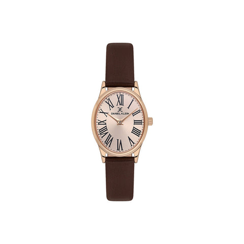 Daniel Klein Premium Women Analog Watch DK.1.13723-5 Brown Genuine Leather Strap