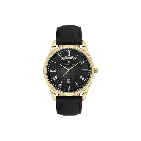 Daniel Klein Premium Men Analog Watch DK.1.13738-5 Black Genuine Leather Strap