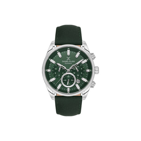 Daniel Klein Exclusive Men Chronograph Watch DK.1.13741-3 Dark Green Genuine Leather Strap