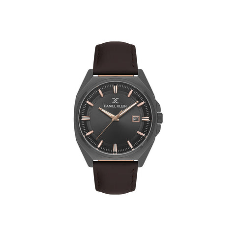 Daniel Klein Premium Men Analog Watch DK.1.13752-5 Dark Brown Genuine Leather Strap